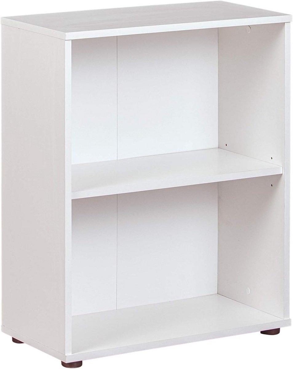Boekenkast 2 Verdiepingen Wit MDF - Stabiel en Compact Opbergrek