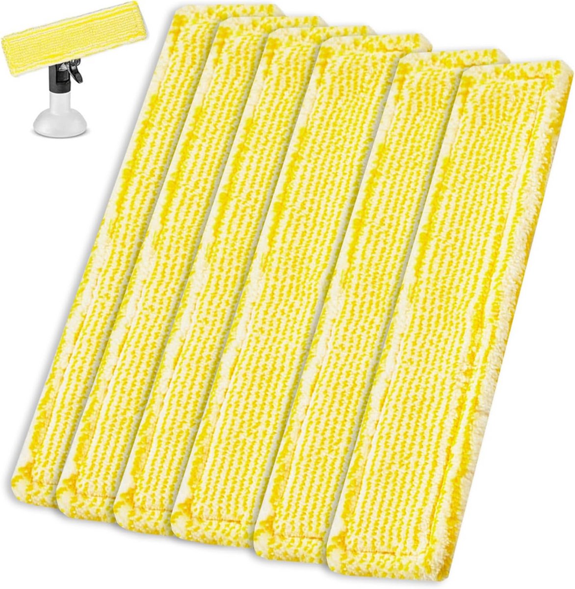 Set van 6 Microvezel Dweilpads voor Raamstofzuigers met Klittenband