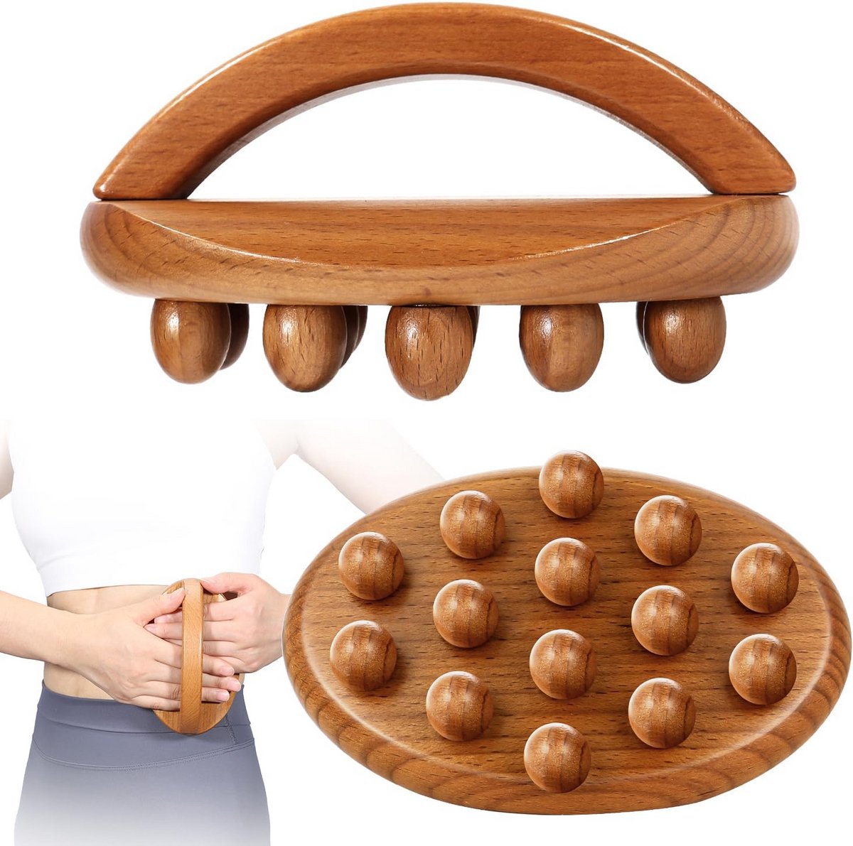 Houten Massage Tools Set voor Fascia Release, Lymfedrainage en Cellulitis Bestrijding