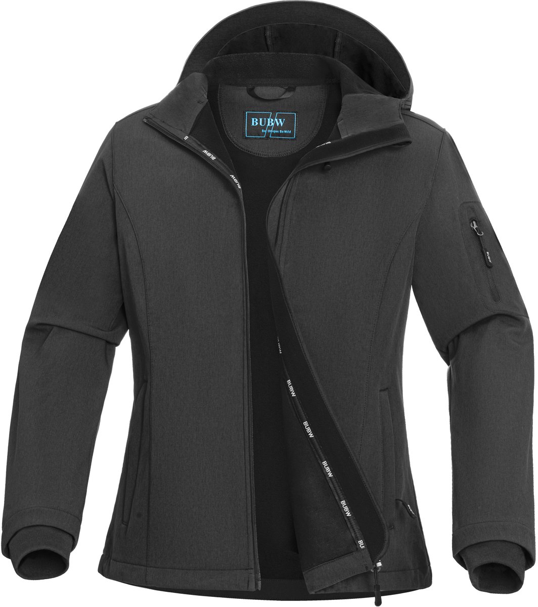 BUBW® Dames Outdoorjas - Softshell Jas 4 Seizoenen - Waterdicht - Windstopper Windjack - Waterafstotend - Zon Beschermend - Outdoor - Zwart - Maat XL
