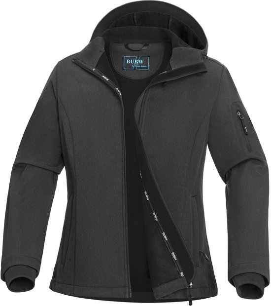 BUBW® Dames Outdoorjas - Softshell Jas 4 Seizoenen - Waterdicht - Windstopper Windjack - Waterafstotend - Zon Beschermend - Outdoor - Zwart - Maat XL