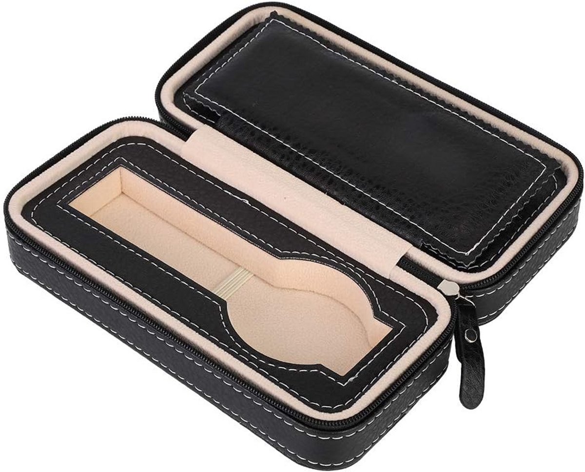 Reis Horloge Opbergdoos voor 2 Horloges met Rits - Draagbare Sieraden Organizer