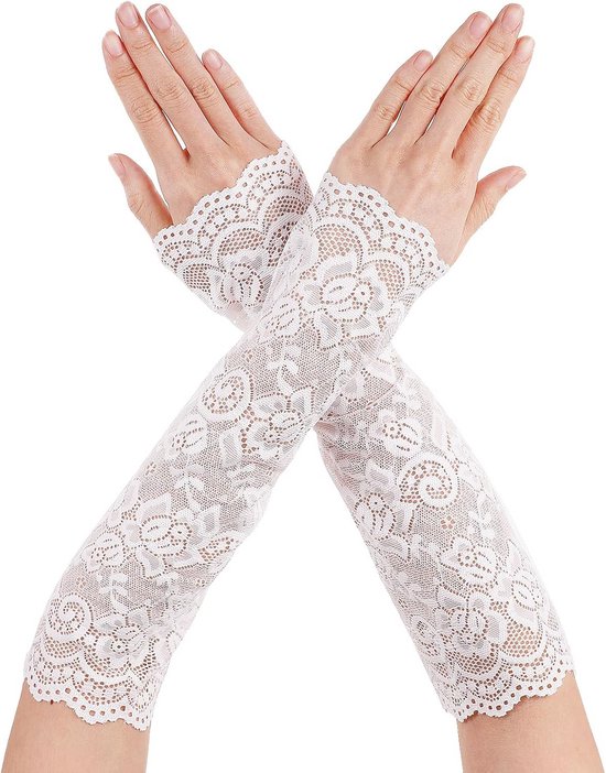 Lange Vingerloze Kanten Handschoenen Dames 30cm Bruiloft Feest En 