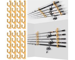 Stevige Houten Hengelhouder voor 5 Hengels - Wand- en Plafondmontage Opslagrek