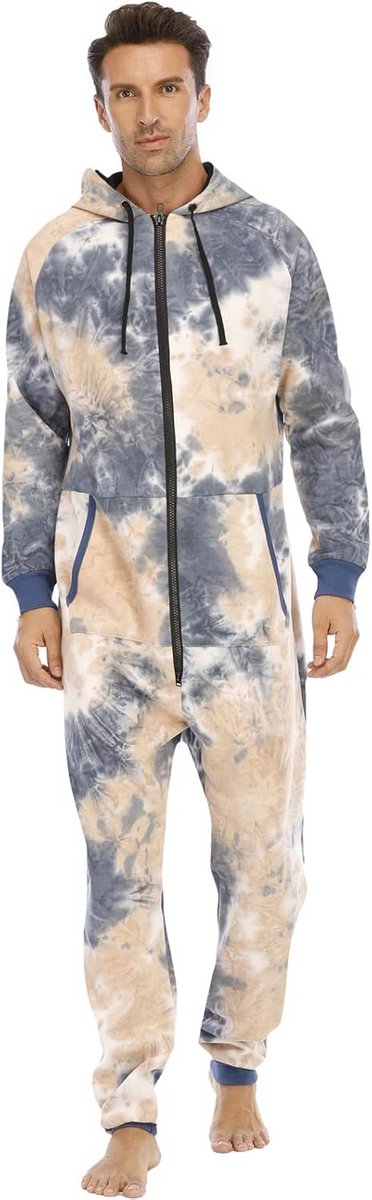 Warme Heren Onesie Jumpsuit met Capuchon - Zacht & Dik Voor Herfst/Winter Loungewear