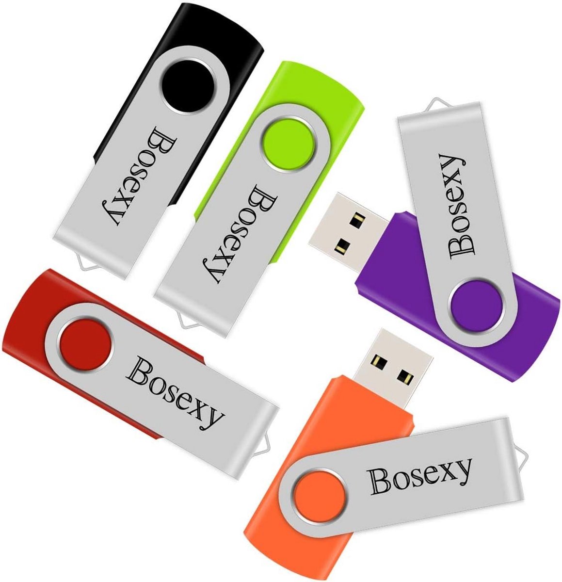 5-pack USB Flash Drives 2GB Set Zwenkbaar Ontwerp Kleurenmix