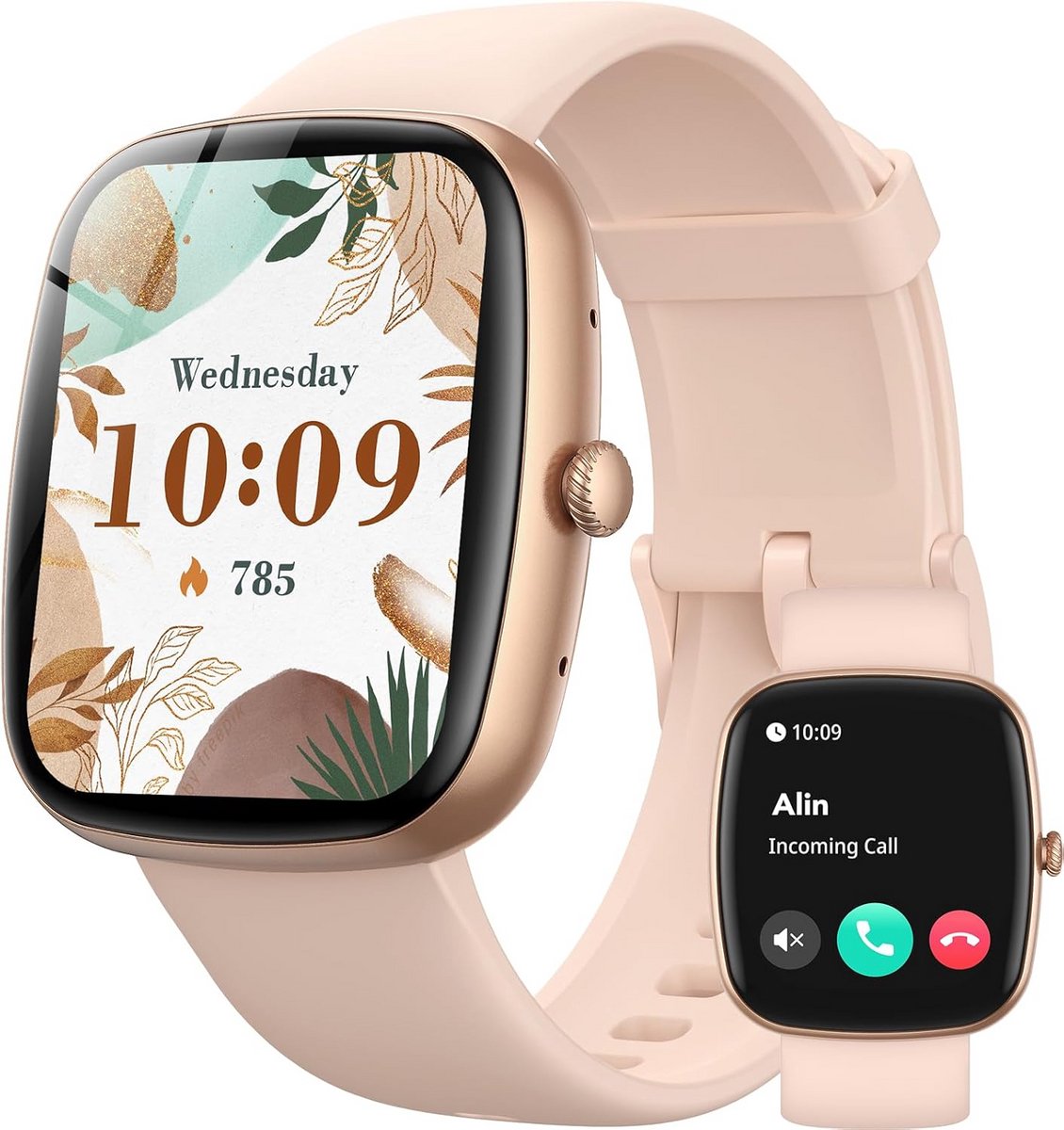 Smartwatch Dames met Bellen, 100+ Sportmodi, Hartslag, Slaapmonitoring en IP68 Waterdicht