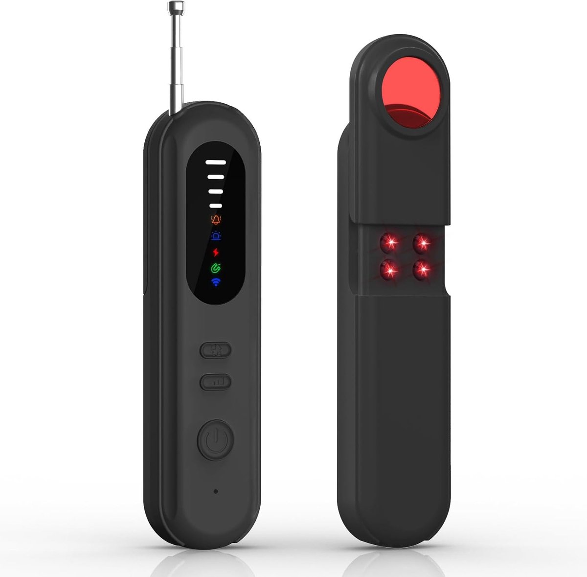 Cameradetector - Verborgen cameradetector - Camerazoeker - GPS-trackerdetector - Apparaat voor het opsporen van verborgen afluisterapparatuur - Geschikt voor auto's, huizen, hotels en op reis - 5 standen - 6 gevoeligheidsniveaus (zwart)