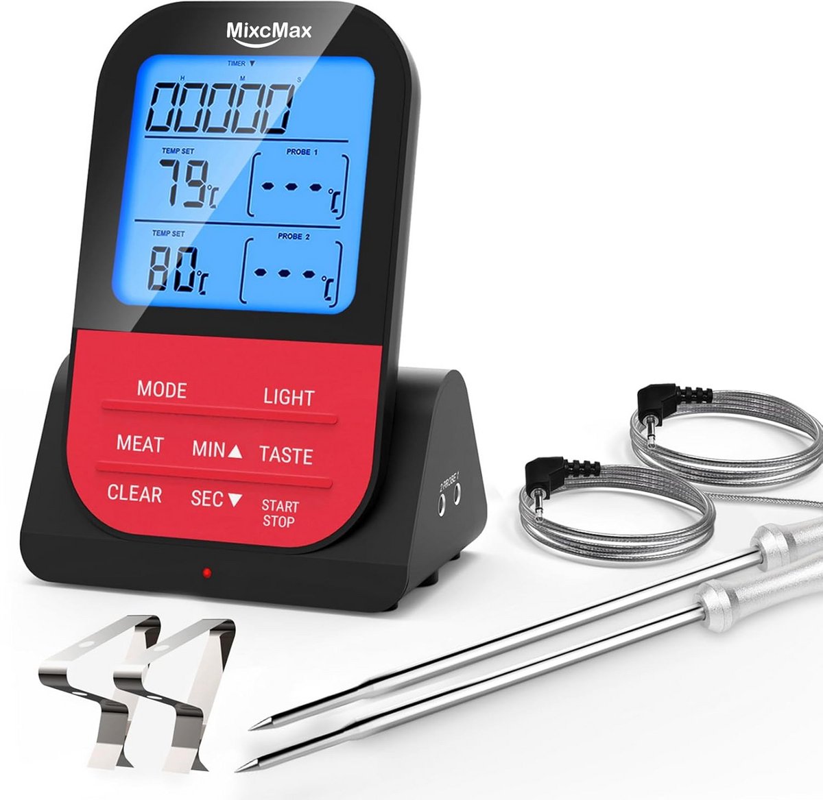 Digitale Keuken- en Vleesthermometer met Twee Sensoren en Timer