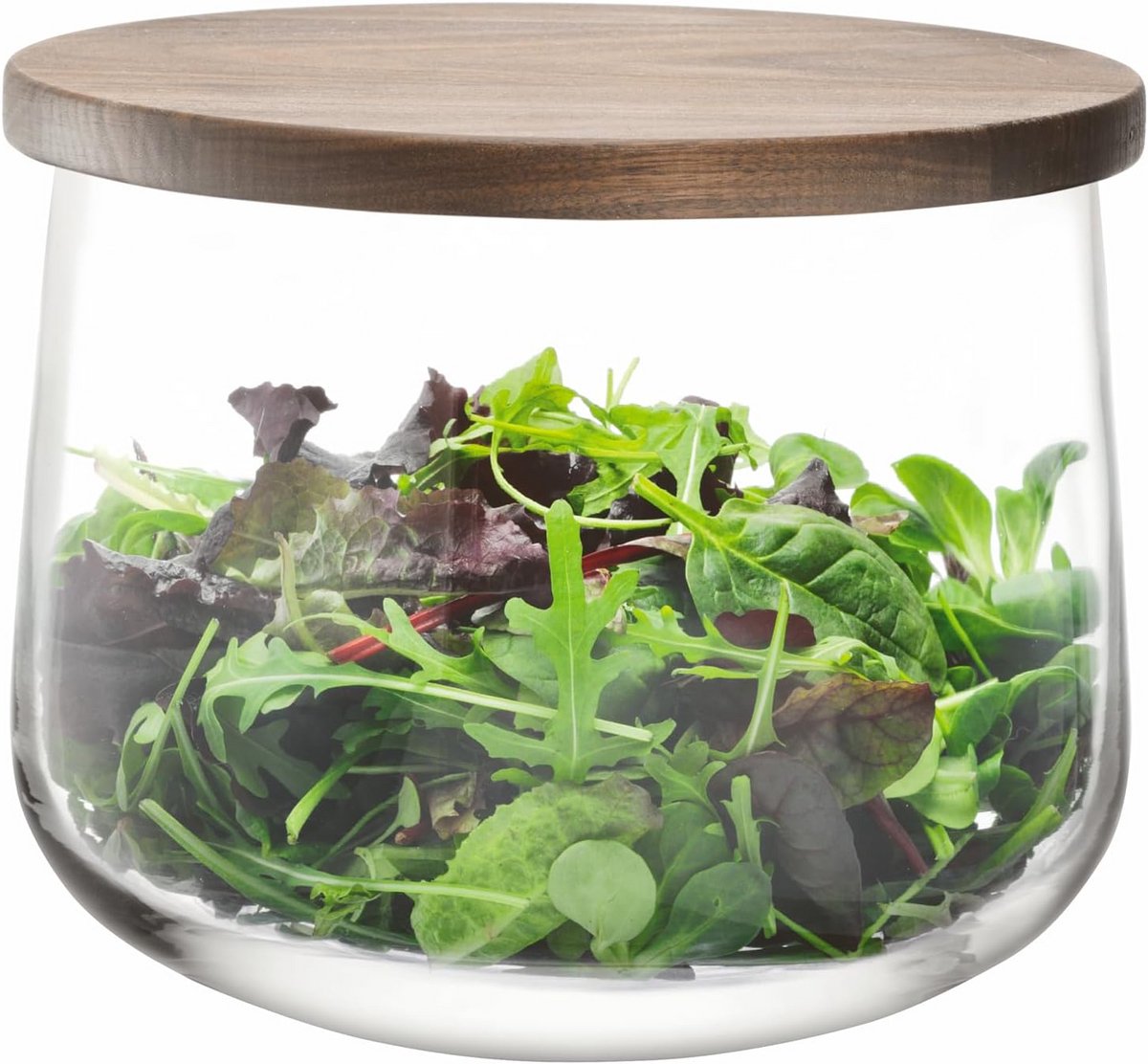 Glazen Pot met Houten Deksel - Bewaarjammer Voorzien van Natuurlijk Notenhout