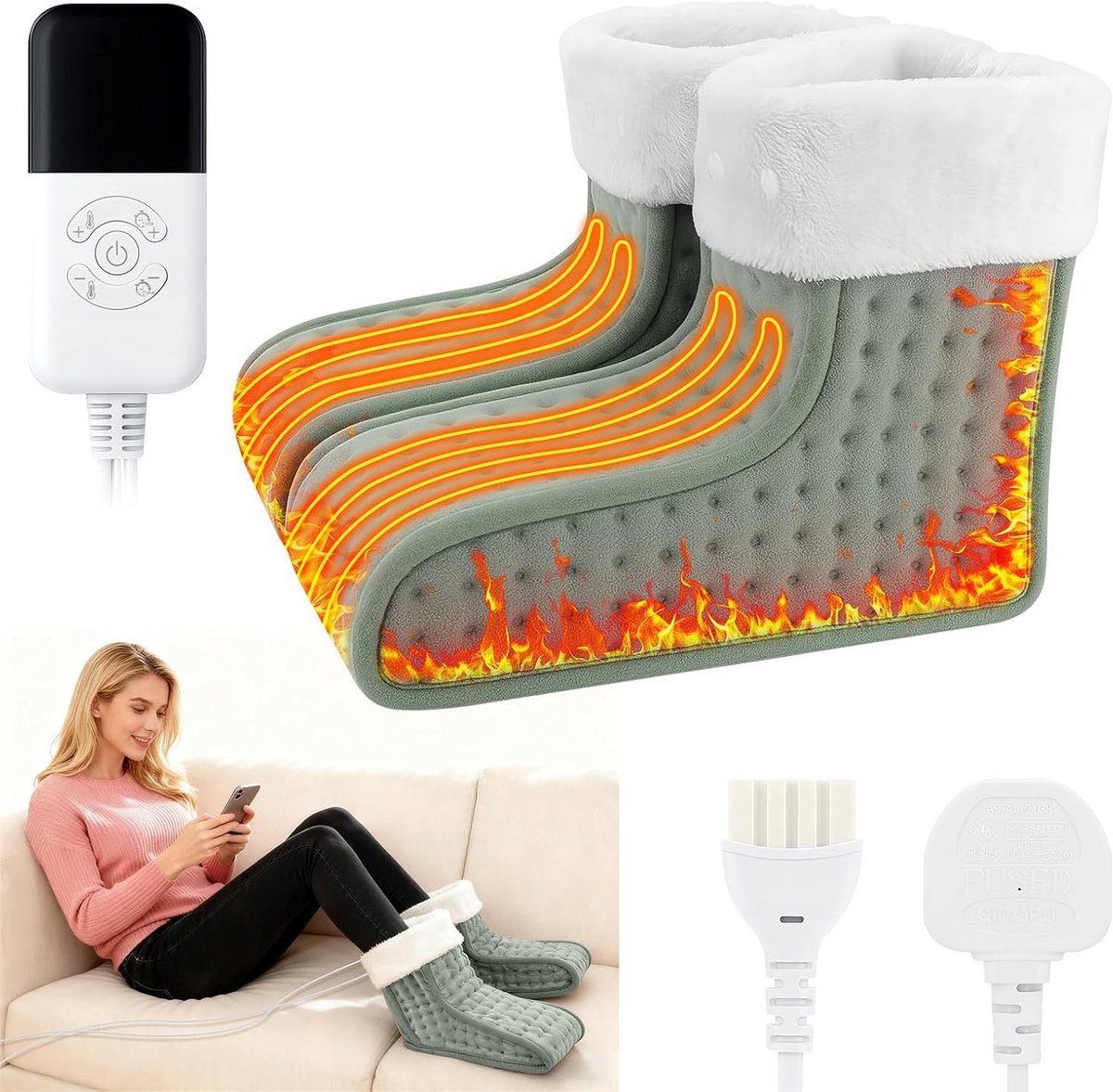 Elektrische Voetenwarmer met 6 Warmtestanden en Timer - Oplaadbare Warme Voeten voor Thuis en Kantoor