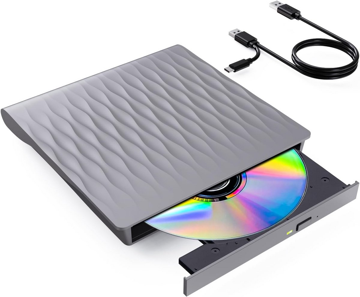 Externe DVD/CD Brander en Speler USB 3.0 & Type-C Draagbaar voor Laptop en PC