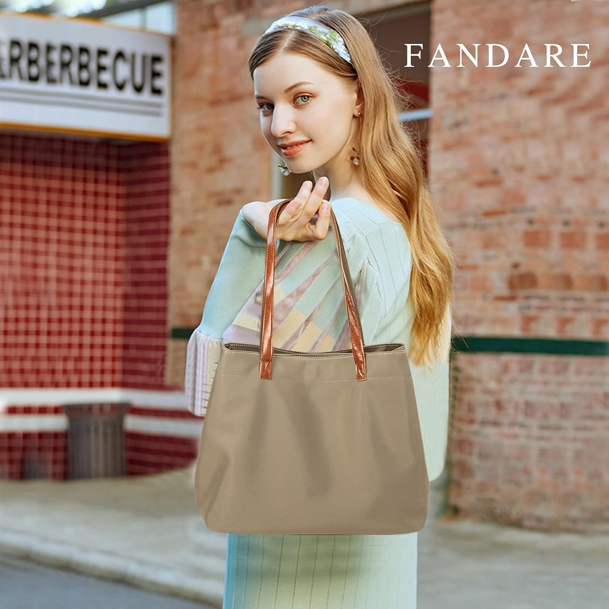 Grote Vintage Schoudertas Dames Tote Bag Waterdicht Nylon voor Laptop 15 Inch – Reizen, Werk en School