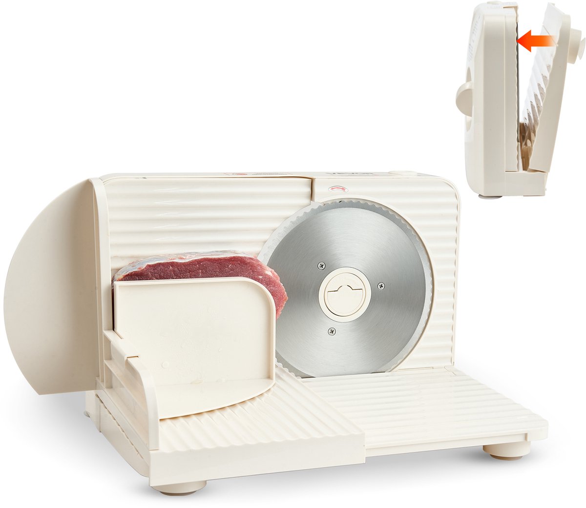 VEVOR Universele Vleessnijmachine 180 W Elektrische Snijmachine met 17 cm Mes, Vleessnijmachine met Instelbare Dikte Van 0–15 mm, voor Diepvriesvlees, Ham, Biefstuk