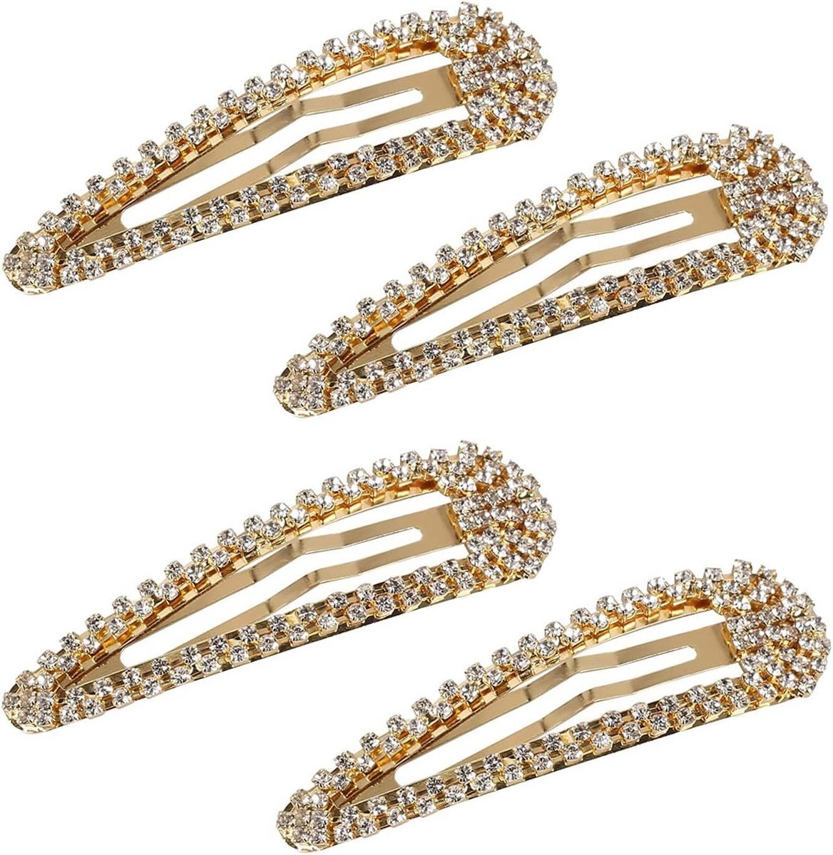 4 Stuks Strass Snap Haar Clip - Gouden Metaal - Vrouwen - Haar Accessoire