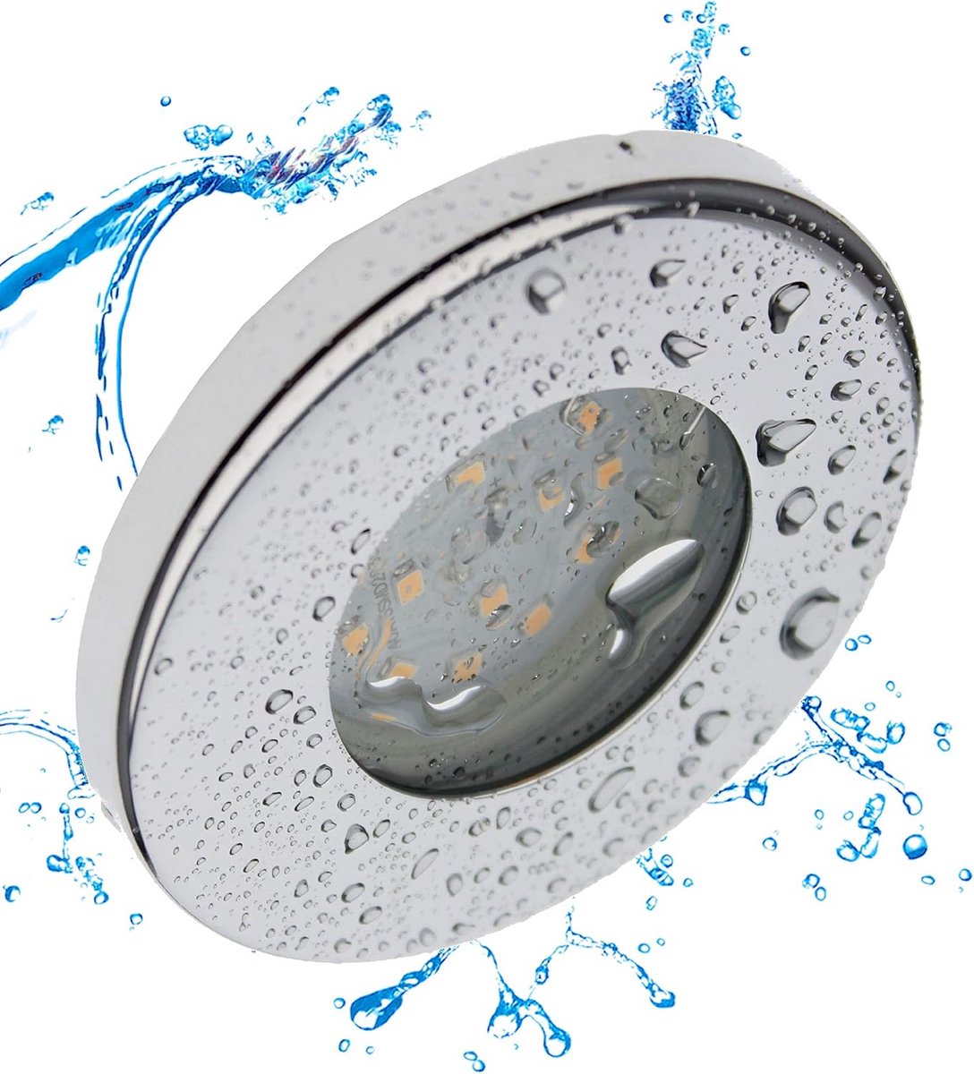 Set van 6 IP65 Inbouwspots Rond Voor Badkamer en Buiten - Geborsteld Aluminium