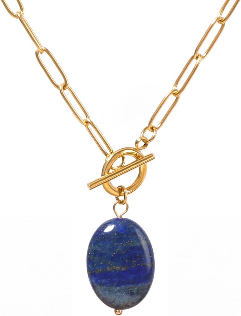 Hanger Ketting met Toggle Sluiting Gouden Look en Edelsteen Versiering