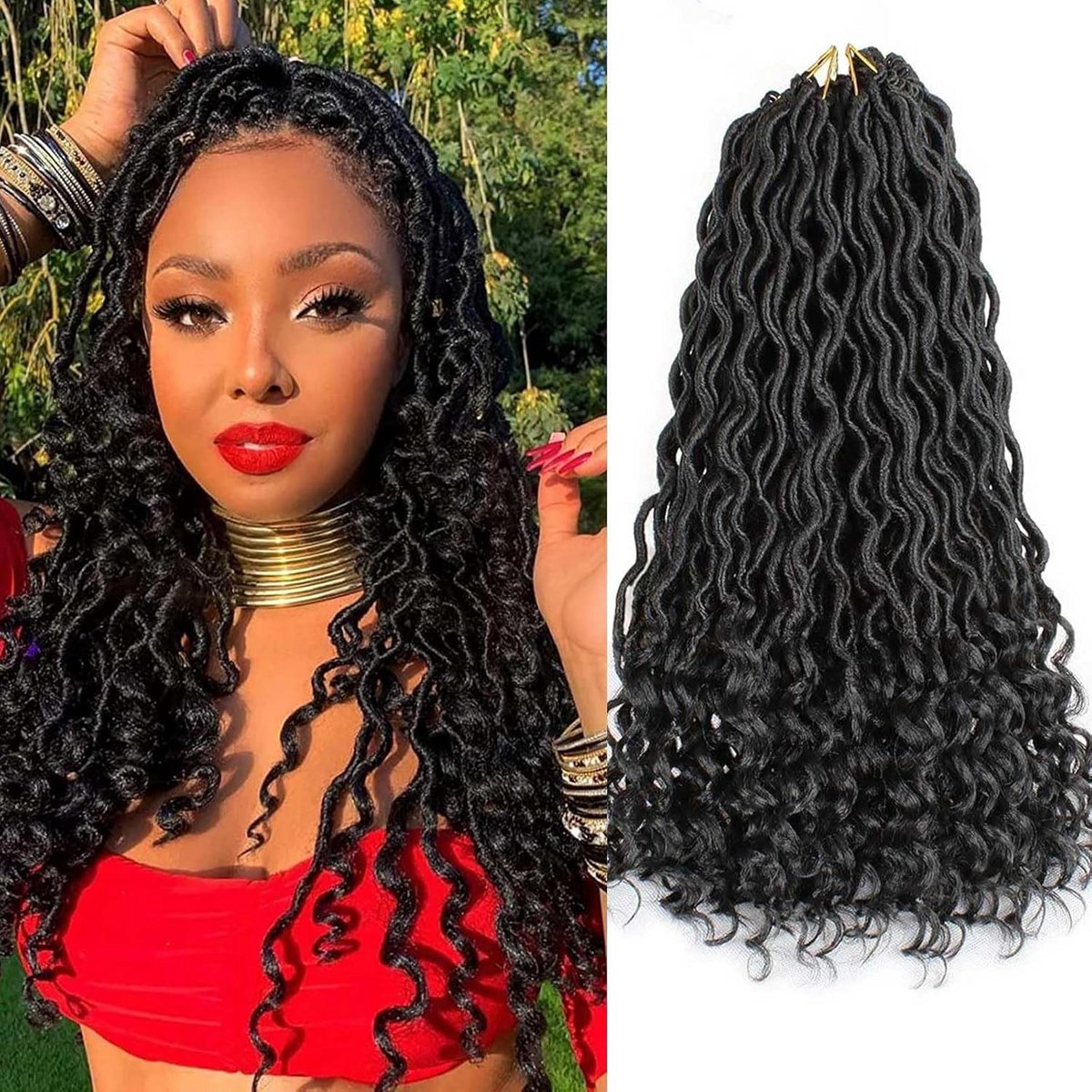 Haarverlenging 36 cm Krullend Gehaakt Haar voor Dreadlocks en Vlechten