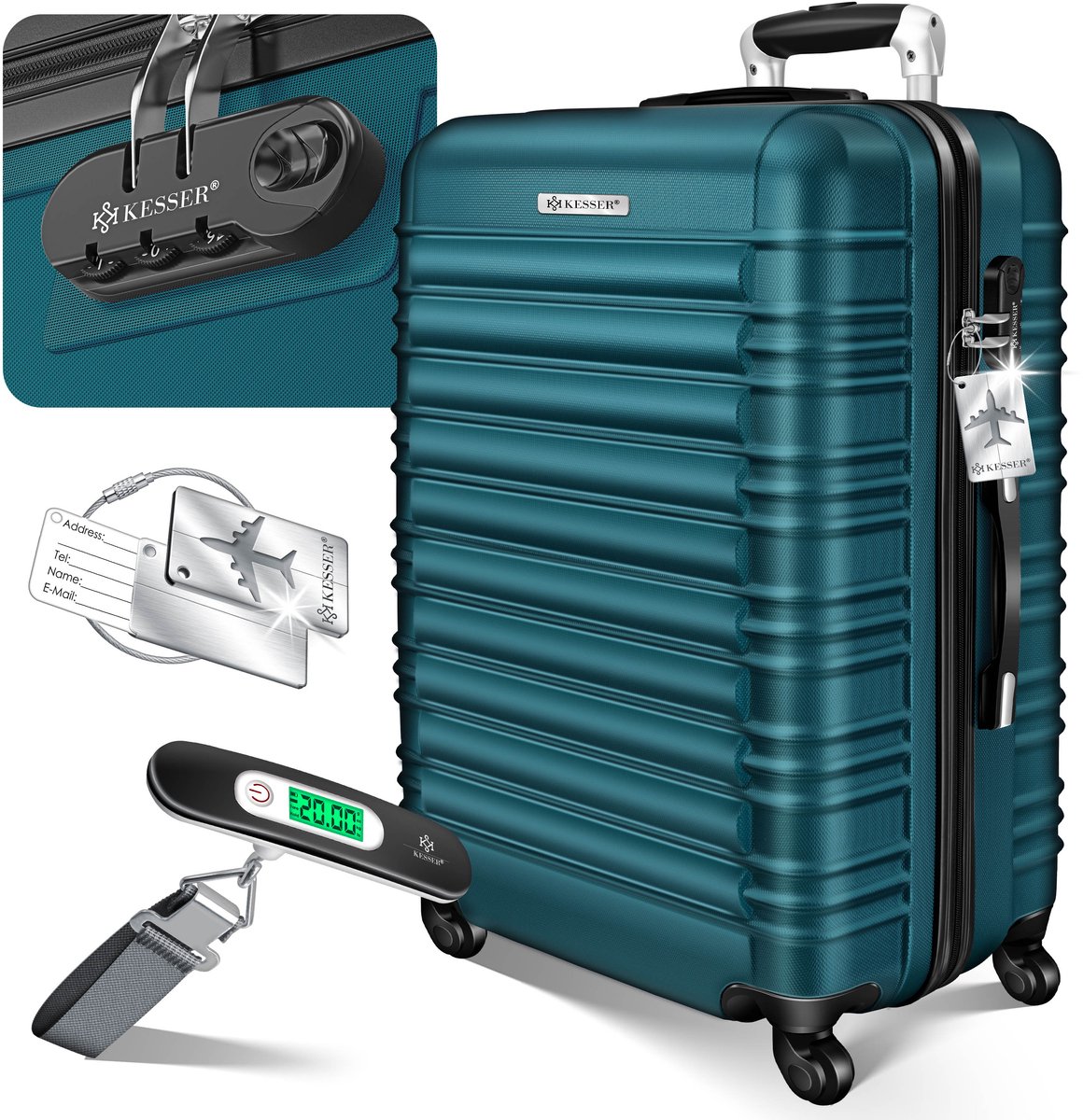 KESSER® Reiskoffer 120L Koffer - Trolley op wieltjes met Cijferslot, bagageweger en bagagelabel