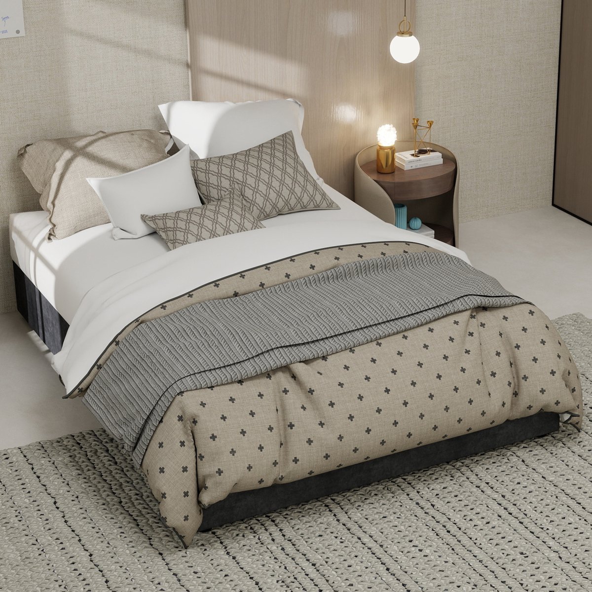 Clruro Tweepersoonsbedden - 140x200CM - Modern Simpel Bedframe Met Gaslift - Velours - Grijs (Geen Matras)