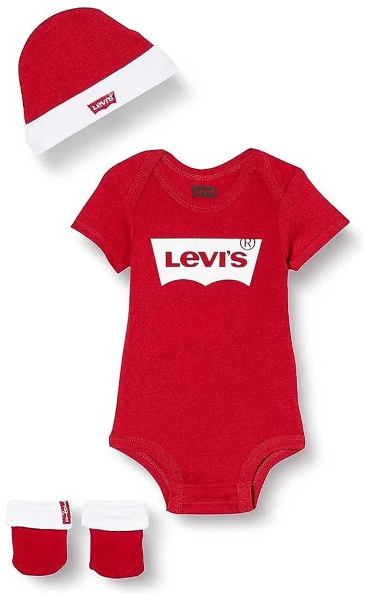 Levi´s ® Kids Batwing Body Met Korte Mouwen 6-12 Months Kinderen Rood