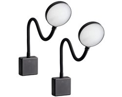 SEBSON® 2x LED Socket Lamp Dimmable Black, Wall Lamp with Plug 4W, Goose Neck Flexible Neutral White 4000K - Reading Light, Night Light