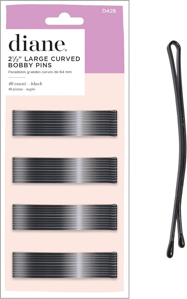 Gebogen Haarspelden voor Vrouwen - Bulk Pack van 40 Grote Bobby Pins - 6,3 cm - Zwart