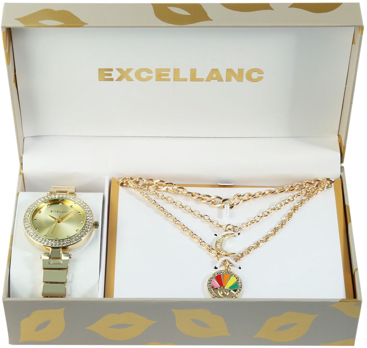 Excellanc Excellanc Dames Cadeauset 1800245 Excellanc geschenkset dameshorloge met drie kettingen
