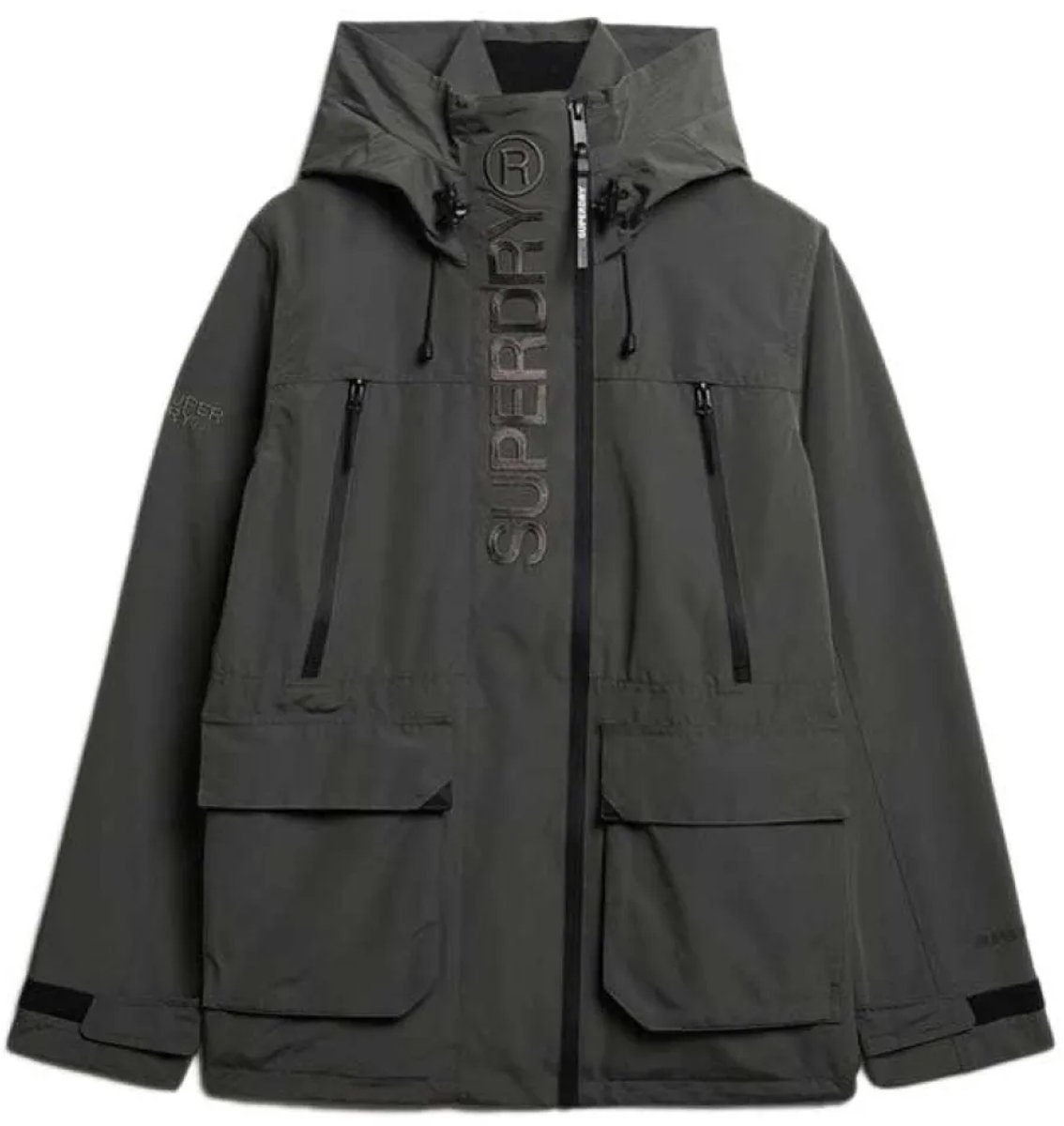 Superdry Capuchon Ultimate Geborduurde Windbreaker Heren Dark Dull Charcoal