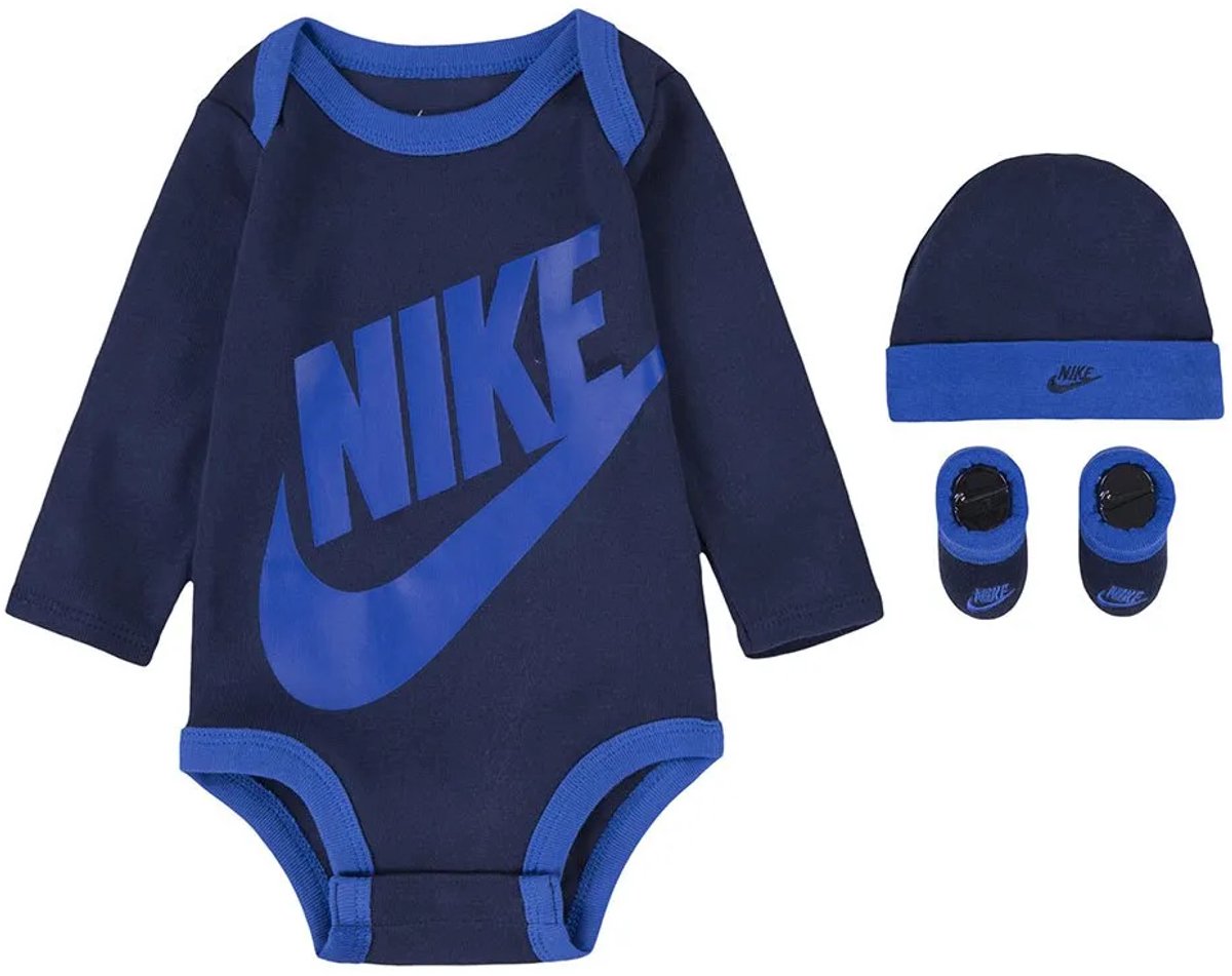 Nike Kids Futura Logo Set Met Lange Mouwen 3 Eenheden Blauw 6-12 Months Jongens,Meisjes