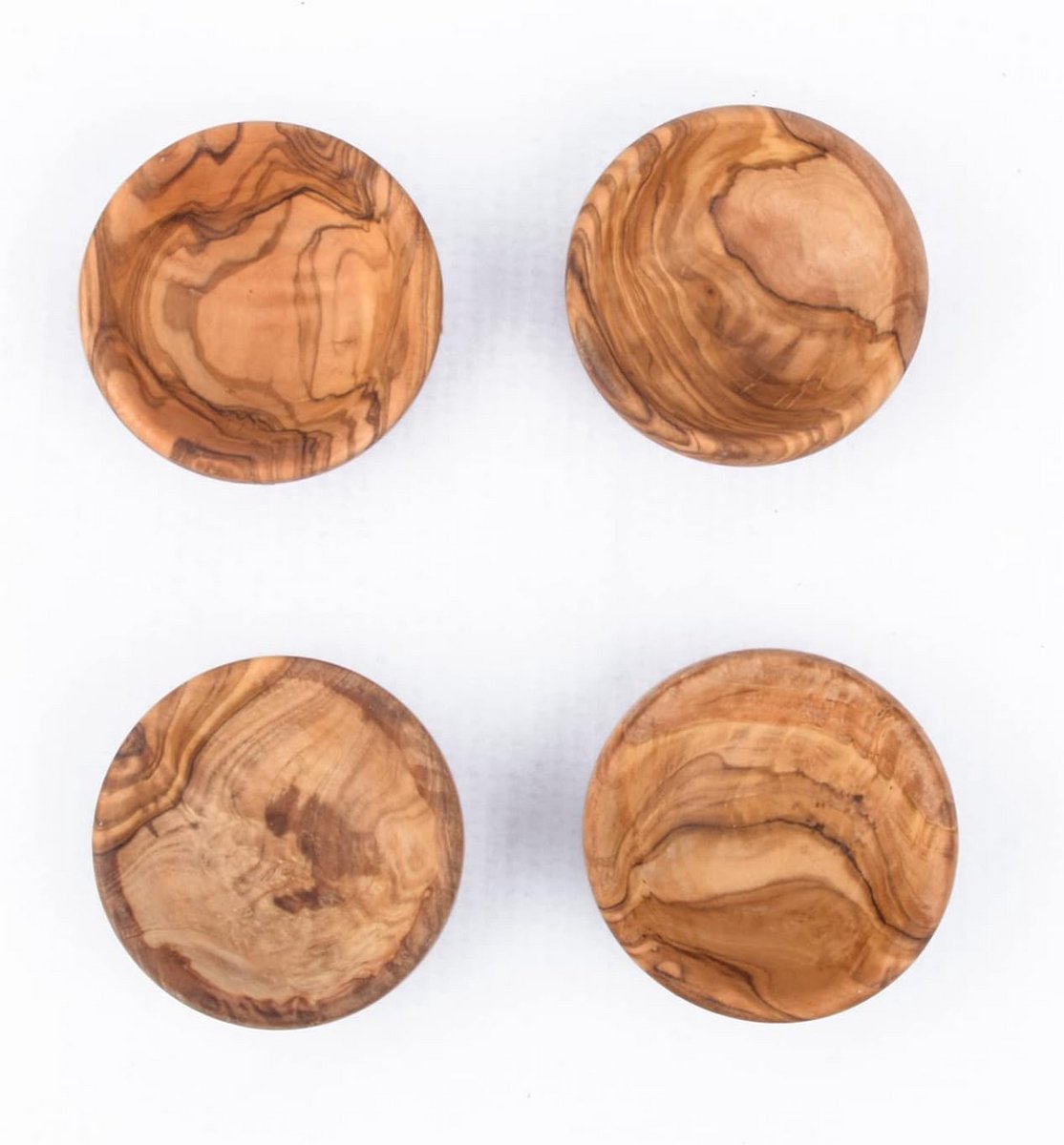 Dipschaaltjes van olijfhout - Set van 4 - Voor olijven en sauzen - Ø 8 cm