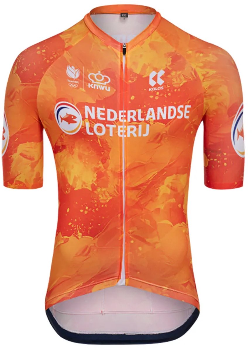 Kalas Knwu 2025 Korte Mouw Wielertrui Oranje 146 cm Jongens,Meisjes