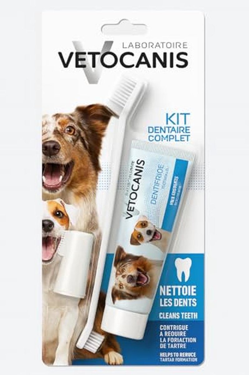 Tandverzorgingsset voor honden met tandenborstel, tandpasta en massageborstel