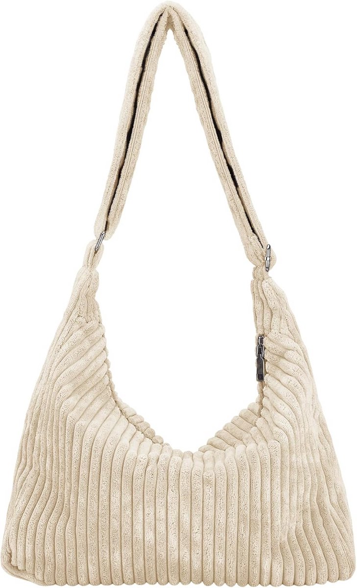 Dames latschig corduroy hobo tas met verstelbare riem - Casual schoudertas en handtas