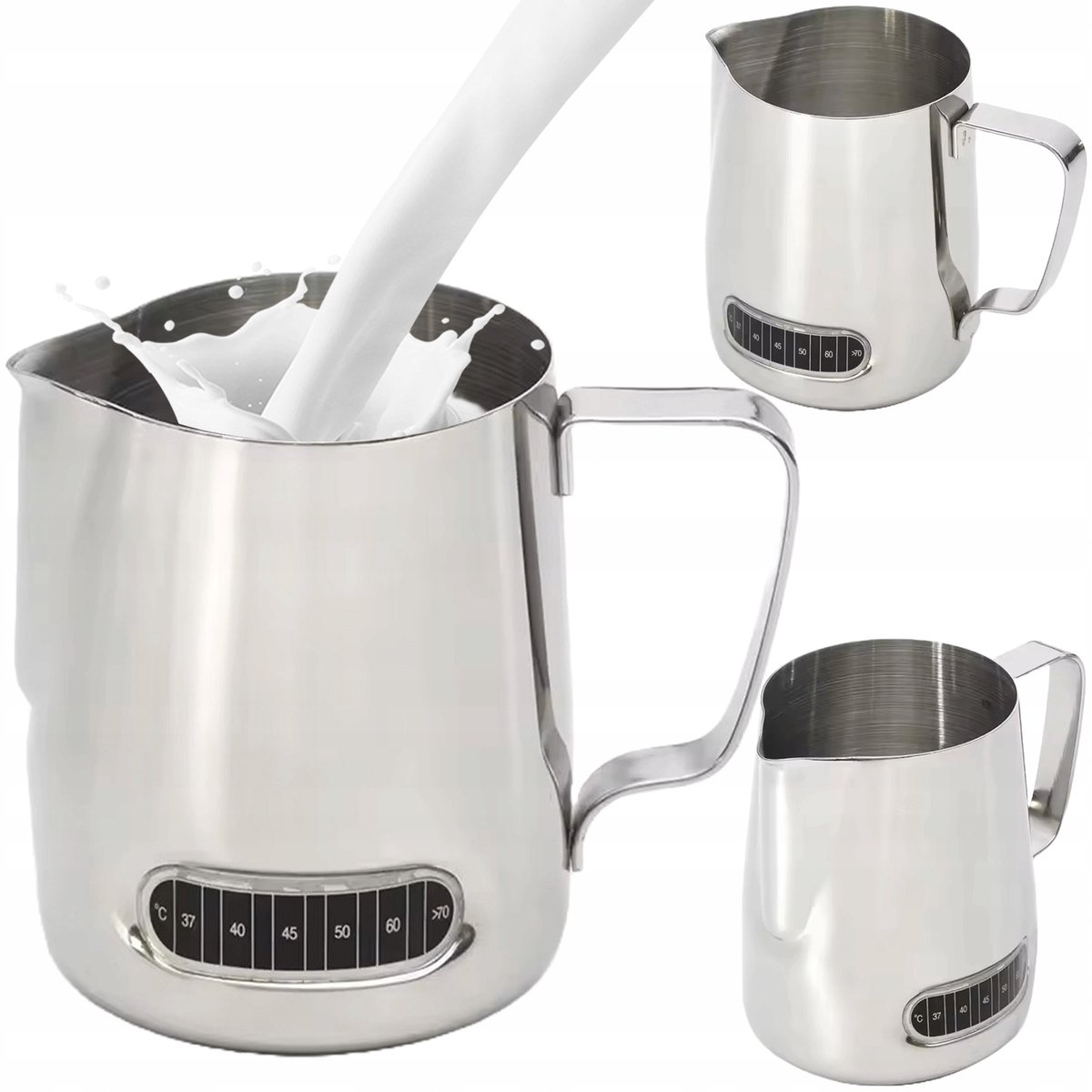 RVS Melkkan met Thermometer - 1L - Voor Opschuimen en Serveren