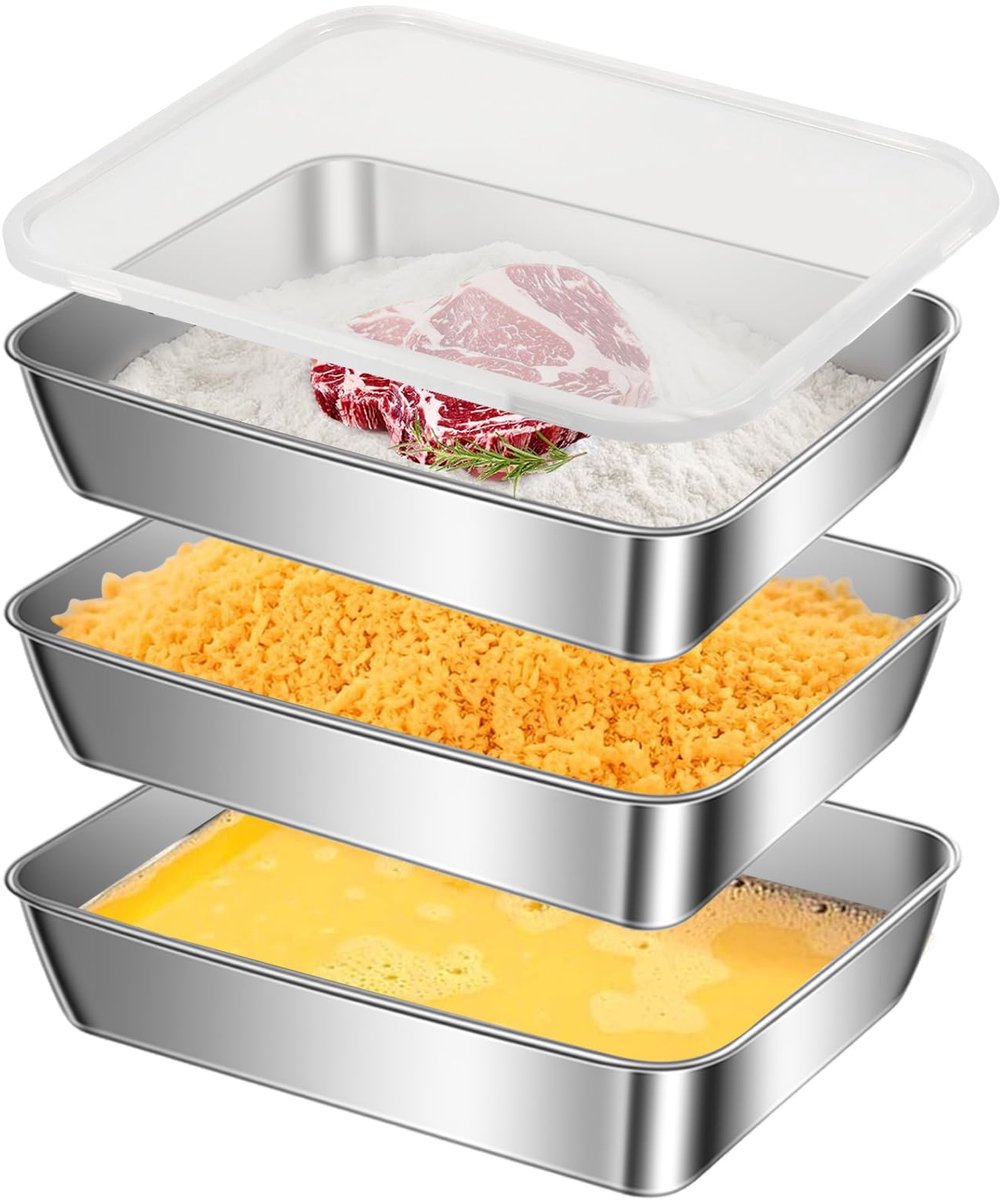 Unyqoos® Stapelbare set van drie roestvrijstalen schalen voor veelzijdig koken
