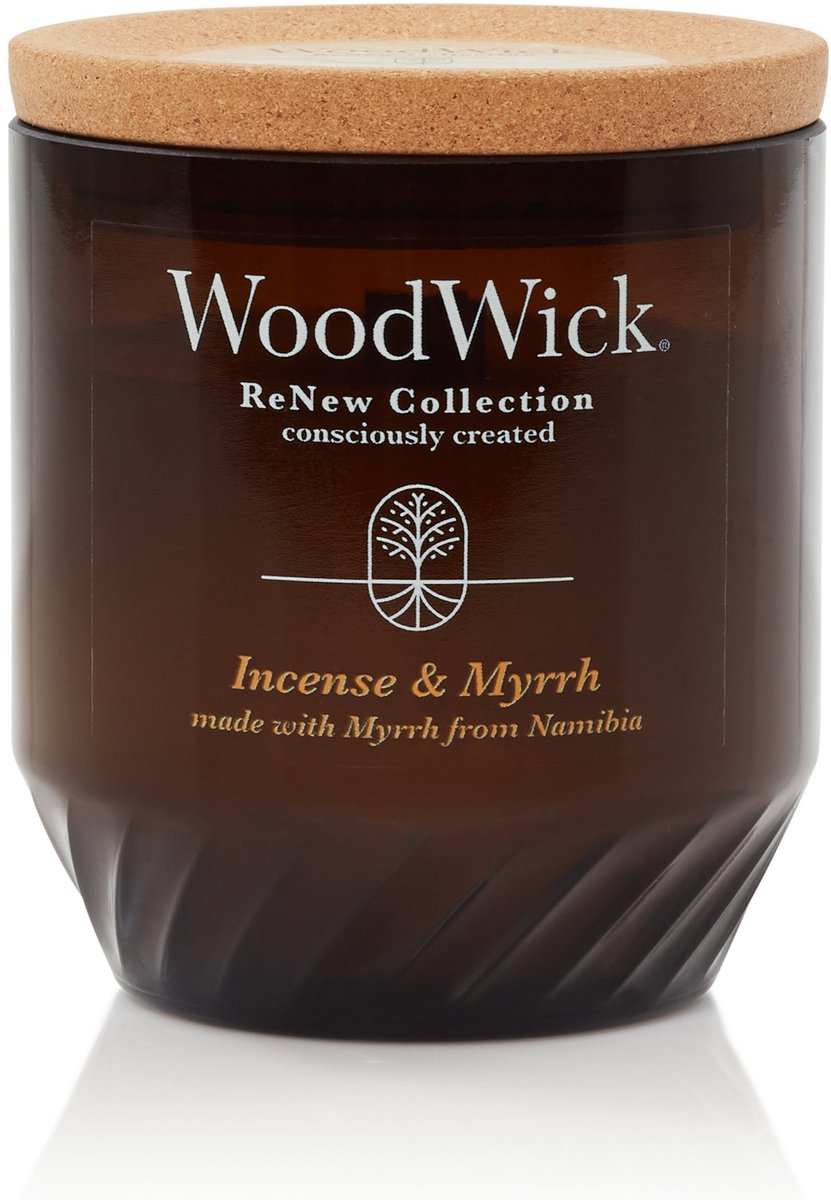 WoodWick Renew Large Geurkaars - Incense & Myrrh - 75 branduren Bruin