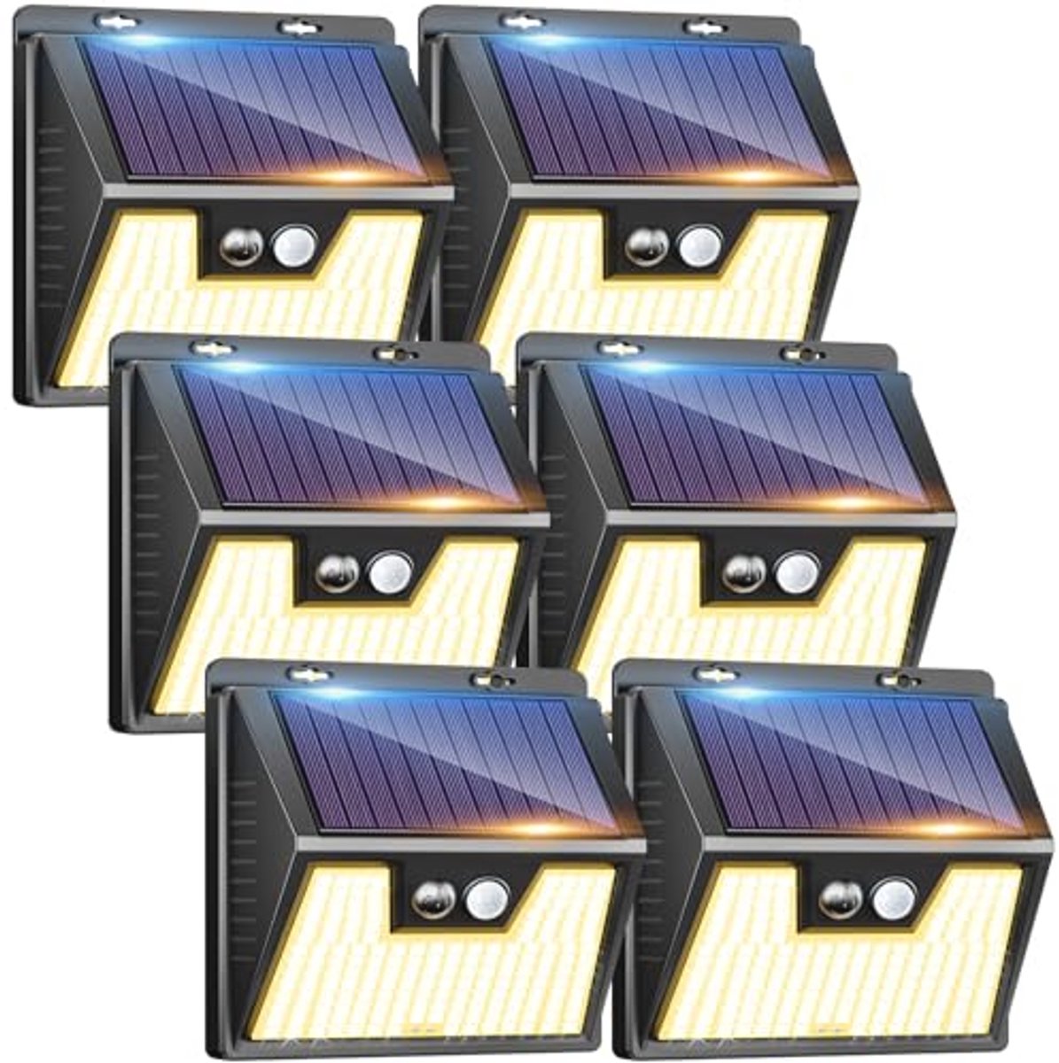 Zonnelampen voor Buiten - 6 Stuks, 140 LEDs, Warmwit, Waterdicht, Met Bewegingsmelder