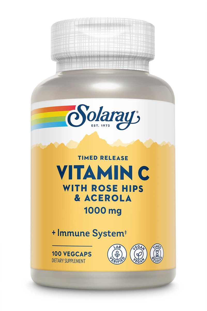 Solaray Vitamine C 1000mg met Rozenbottel & Acerola Vertraagde Afgifte - 100 vegacapsules