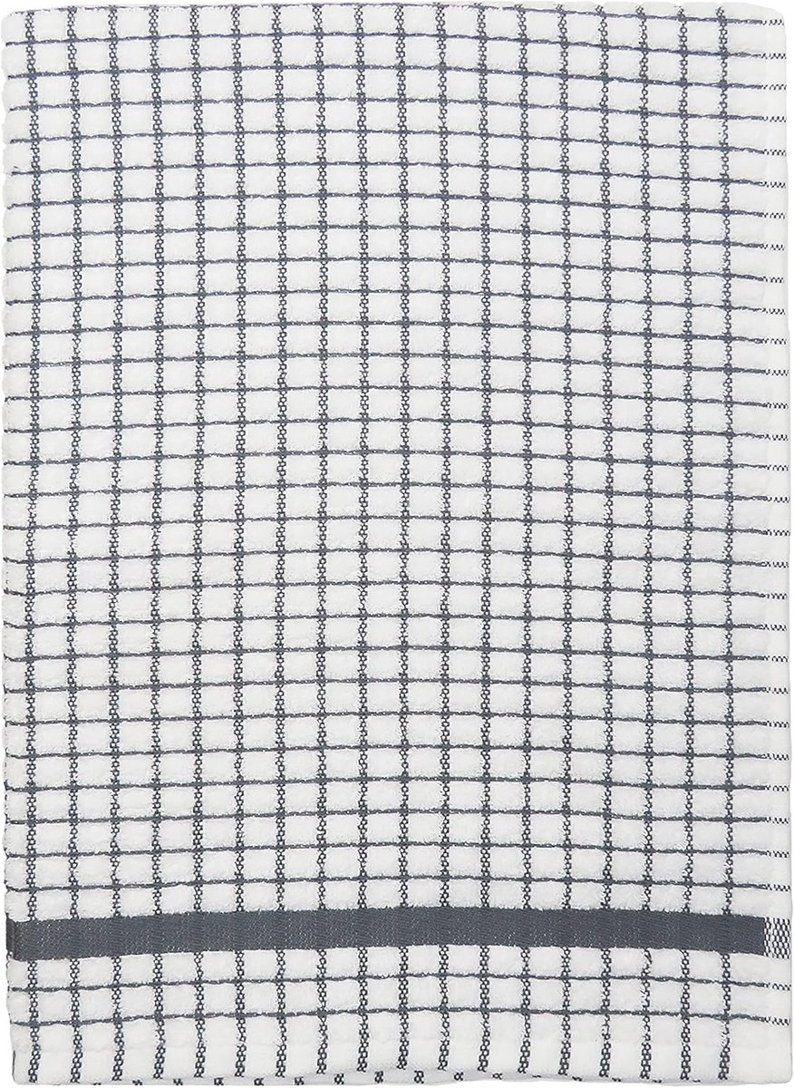 Ultra-Absorbent Grey Kitchen Towel - 50x70 cm, 100% Cotton Terry, Soft and Machine Washable