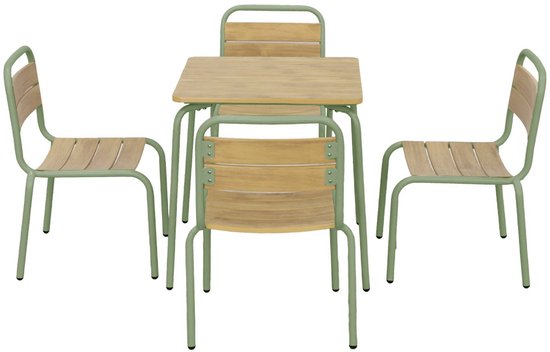 sweeek - Stalen kindertuintafel met houtdecor en 4 stoelen - suzie van Merkloos — afbeelding 4