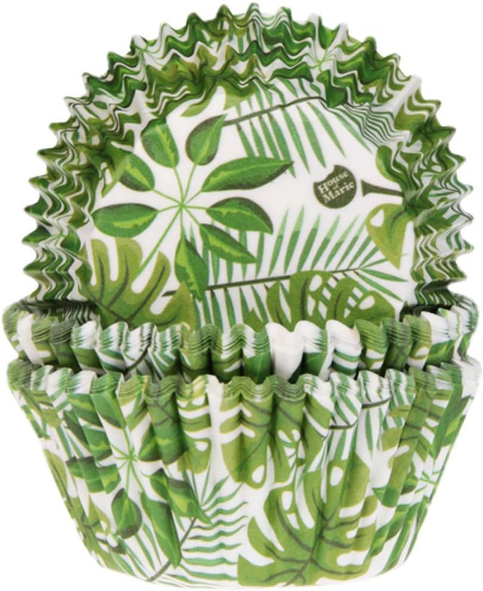 50 papieren cupcakes vormpjes tropisch blad ontwerp