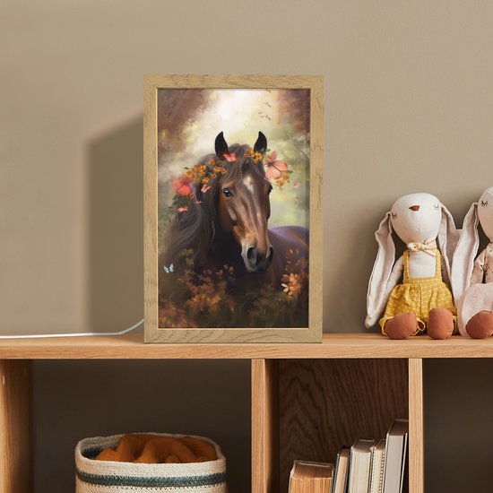 Nachtlampje 20x30 cm - Kinder lamp - Paard - Dieren - Bloemen - Bos - Vlinder - Tafellamp kinderkamer - Slaapkamer lamp - Bedlamp kinderen - Kinderlampje stopcontact - Wandlamp babykamer - Nachtlampjes van Merkloos — afbeelding 3