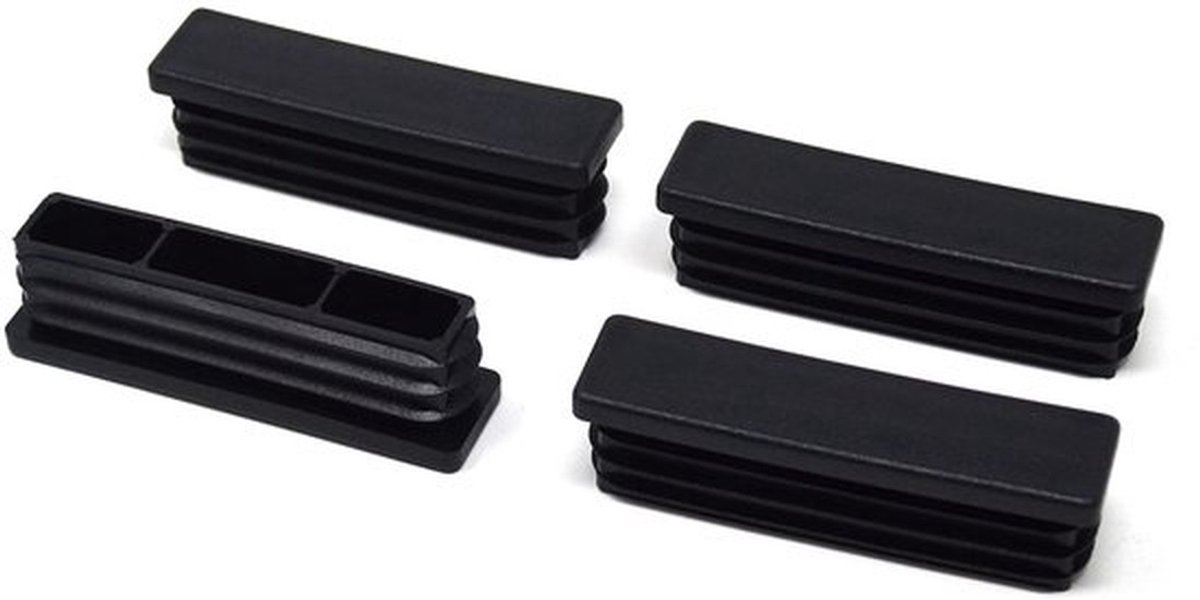 4x Vierkante Buisstoppen 80x20mm - Lamellen en Glad Glijvlak - Voor Wanddikte 1-2 mm