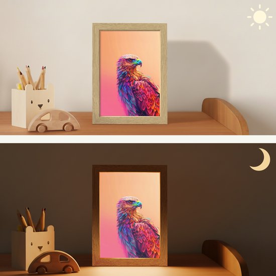 Nachtlampje 15x20 cm - Kinder lampje - Arend - Vogel - Kleurrijk - Dier - Tafellamp kinderkamer - Slaapkamer lamp - Bedlamp kinderen - Kinderlampje stopcontact - Wandlamp babykamer - Nachtlampjes van Merkloos — afbeelding 4