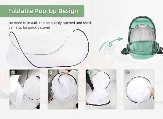 TESUGN Klamboe bed, opvouwbaar bed-muggennet, pop-up dubbele deur, draagbaar muggennet, voor slaapkamer, camping, outdoor, picknick