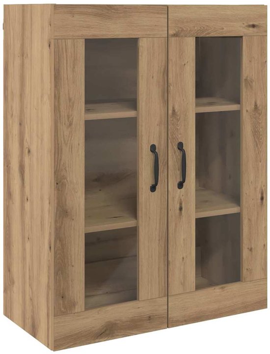 Homgoday Wandkast van bruin eiken, 80 x 39 x 40 cm, meerlaags hout, wandrek voor woonkamer, kantoor, slaapkamer, badkamer