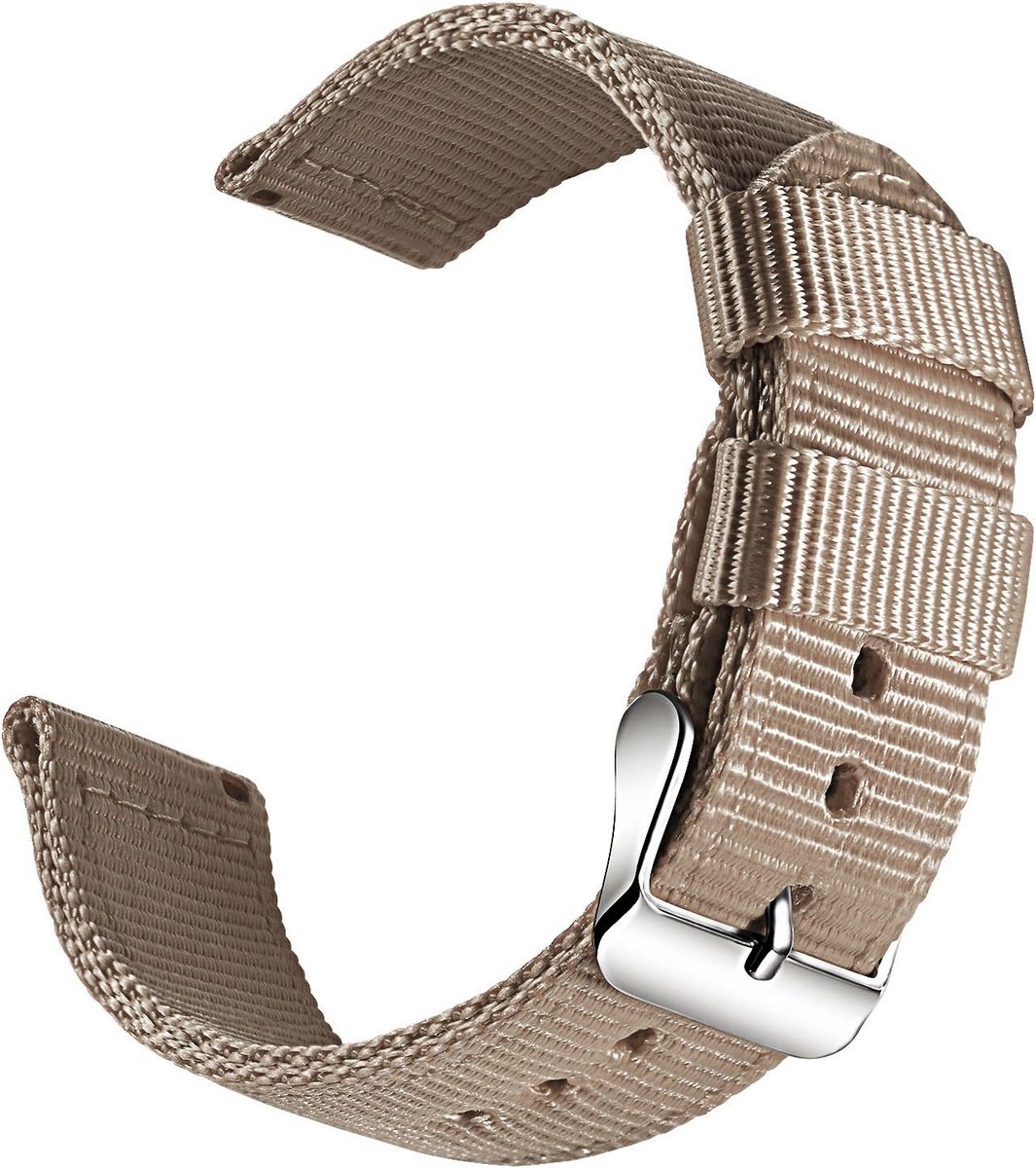 Nylon Horlogeband met Strepen - Linnen Stijl, Militaire Uitstraling - Verschillende Kleuren en Maten (18mm tot 24mm)
