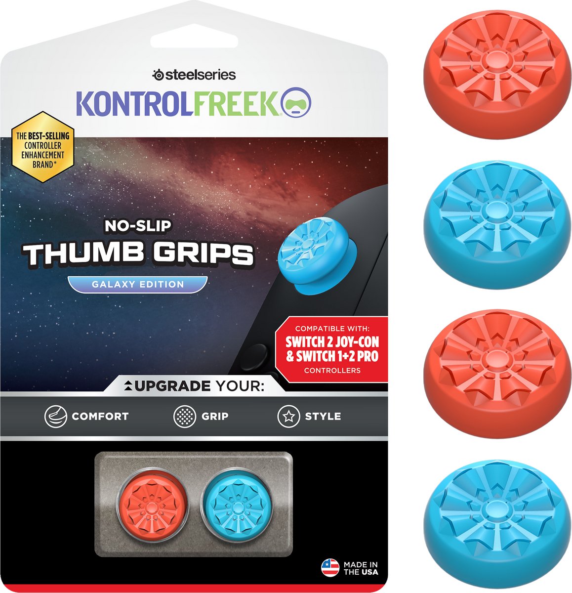 KontrolFreek No-Slip Thumbgrips - Switch 2 - Galaxy Rood/Blauw