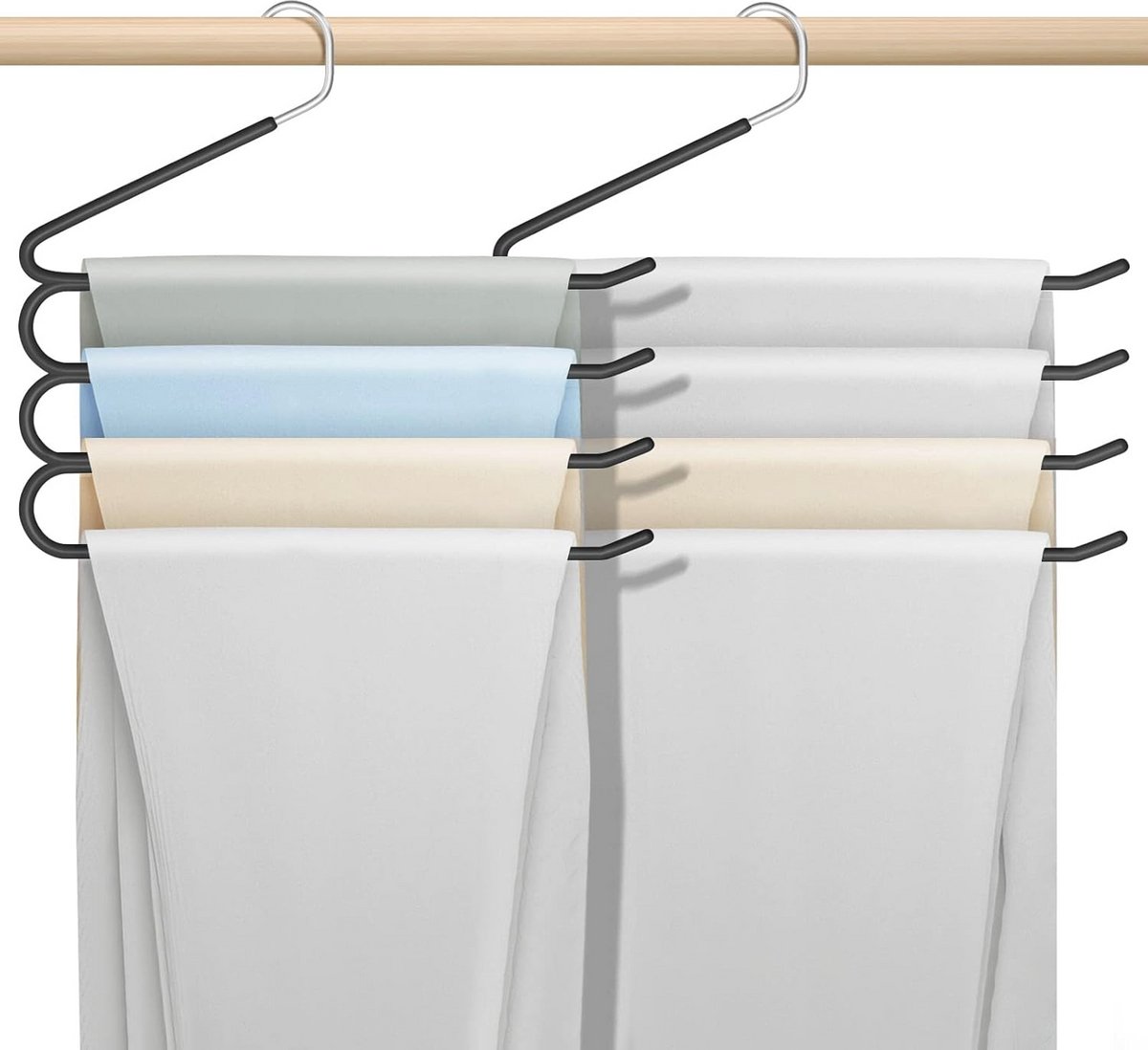 Ruimtebesparende broekhanger voor jeans en kleding - Antislip en roestvrij staal (3 stuks)